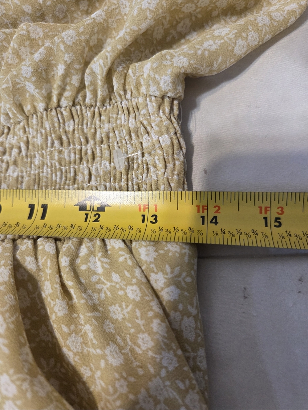 NWOT Mable Yellow Floral Off Shoulder Ruffle Dress Boho Chic Size L - Picture 8 of 9